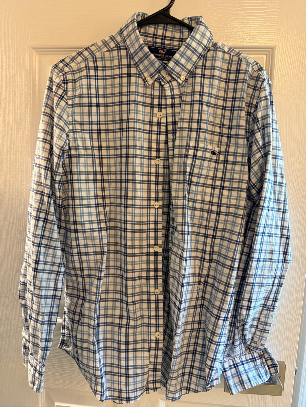 Vineyard Vines Men’s Medium Slim Fit Tucker Shirt Blue Plaid Button Down Stretch